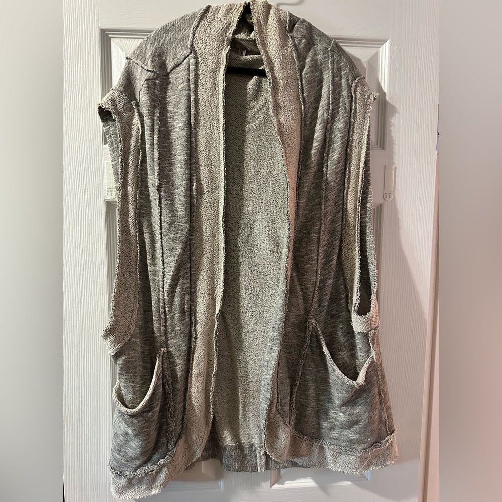 Ecote Cream/Grey Textured Open Cardigan